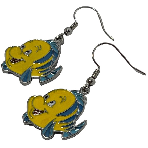 The Little Mermaid Flounder metal earrings NEW - Picture 2 of 5